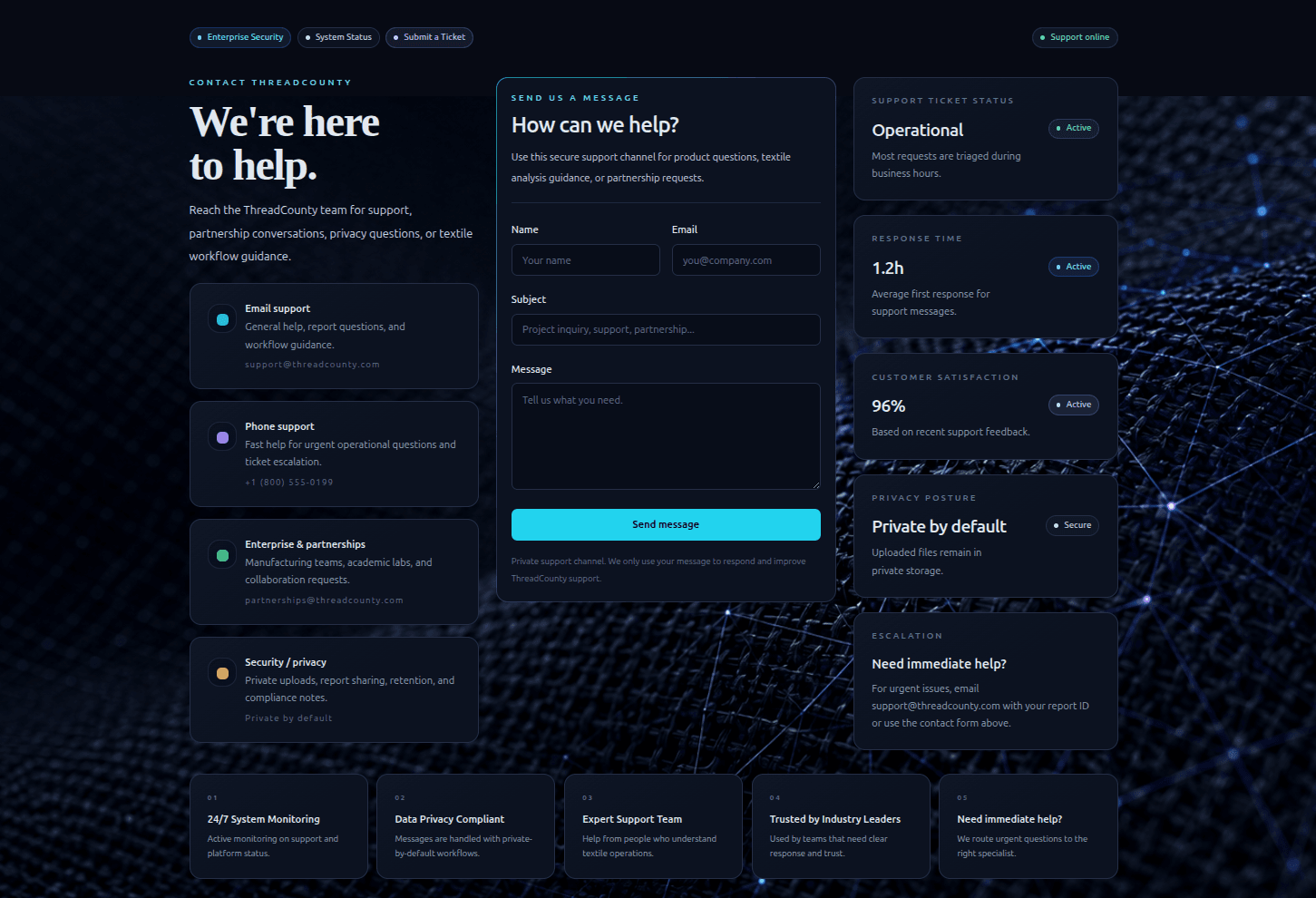 Contact and support preview